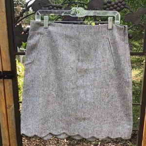 Talbots Gray Tweed Mini Skirt with Scalloped Hem